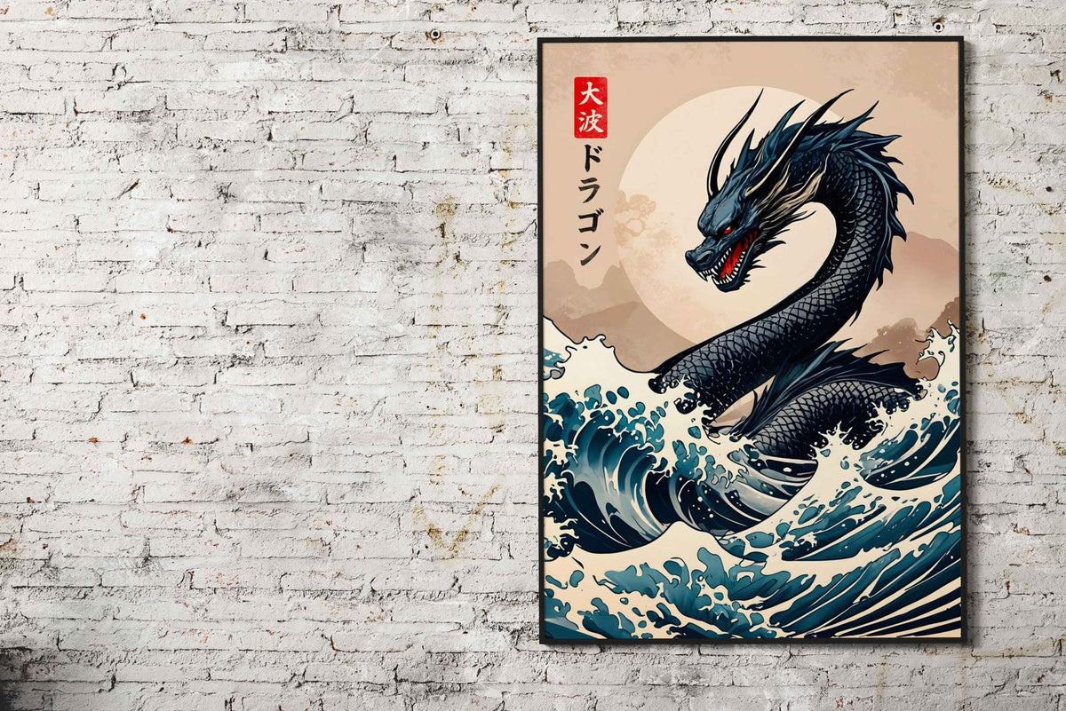 Great Wave of Dragon Asian Style Poster | Wall Art for Home & Office | High-Quality Print - High-Quality Visual Display
