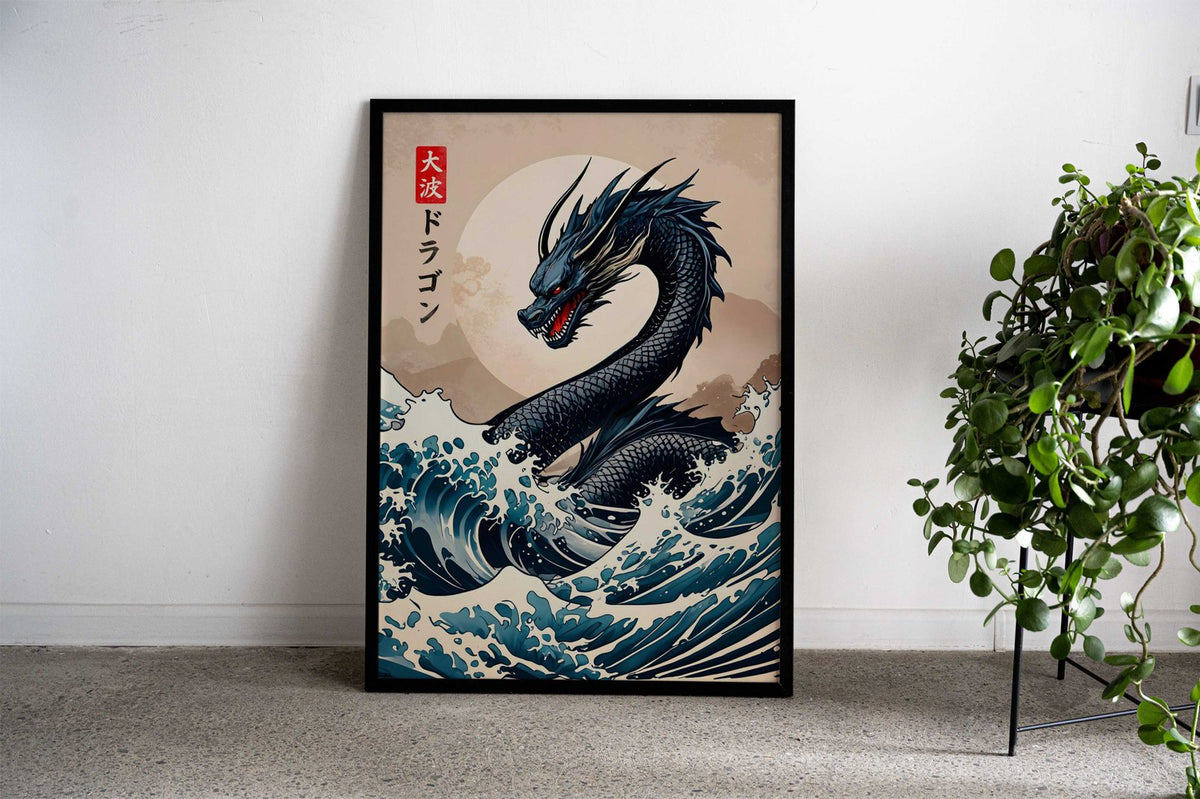 Great Wave of Dragon Asian Style Poster | Wall Art for Home & Office | High-Quality Print - High-Quality Visual Display