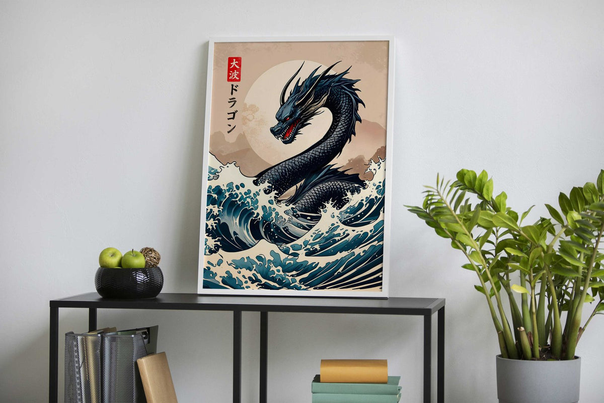 Great Wave of Dragon Asian Style Poster | Wall Art for Home & Office | High-Quality Print - High-Quality Visual Display