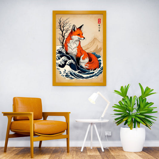 Great Wave of Kitsune Asian Style Poster | Wall Art for Home & Office | High-Quality Print - High-Quality Visual Display