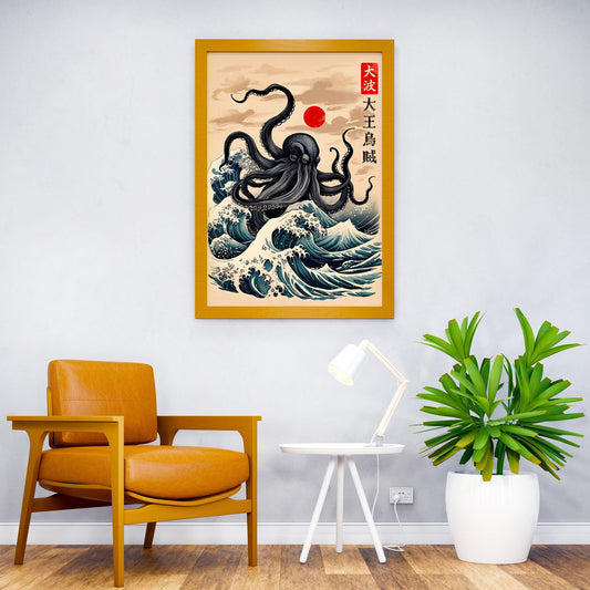 Great Wave of Kraken Asian Style Poster | Wall Art for Home & Office | High-Quality Print - High-Quality Visual Display