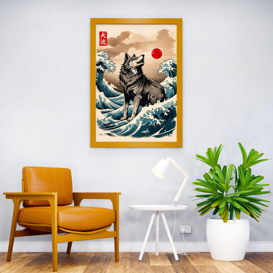 Great Wave of Wolf Asian Style Poster | Wall Art for Home & Office | High-Quality Print - High-Quality Visual Display