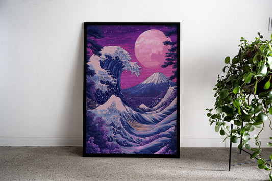 Great Wave, Pink Sky Asian Style Poster | Wall Art for Home & Office | High-Quality Print - High-Quality Visual Display