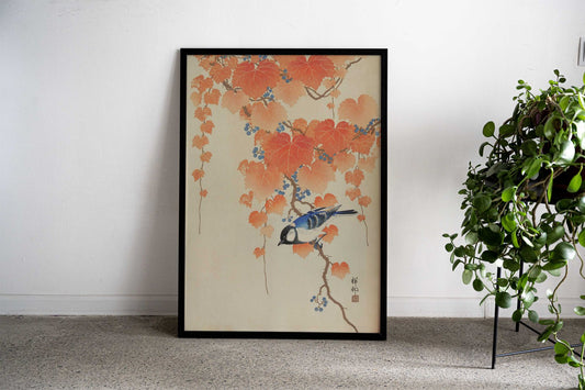 Great tit on paulownia Asian Style Poster | Wall Art for Home & Office | High-Quality Print - High-Quality Visual Display