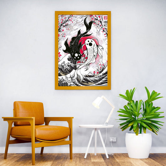 Great wave koi yin yang Asian Style Poster | Wall Art for Home & Office | High-Quality Print - High-Quality Visual Display
