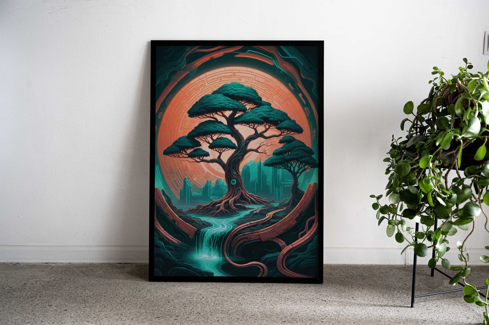 Green Bonsai tree Asian Style Poster | Wall Art for Home & Office | High-Quality Print - High-Quality Visual Display