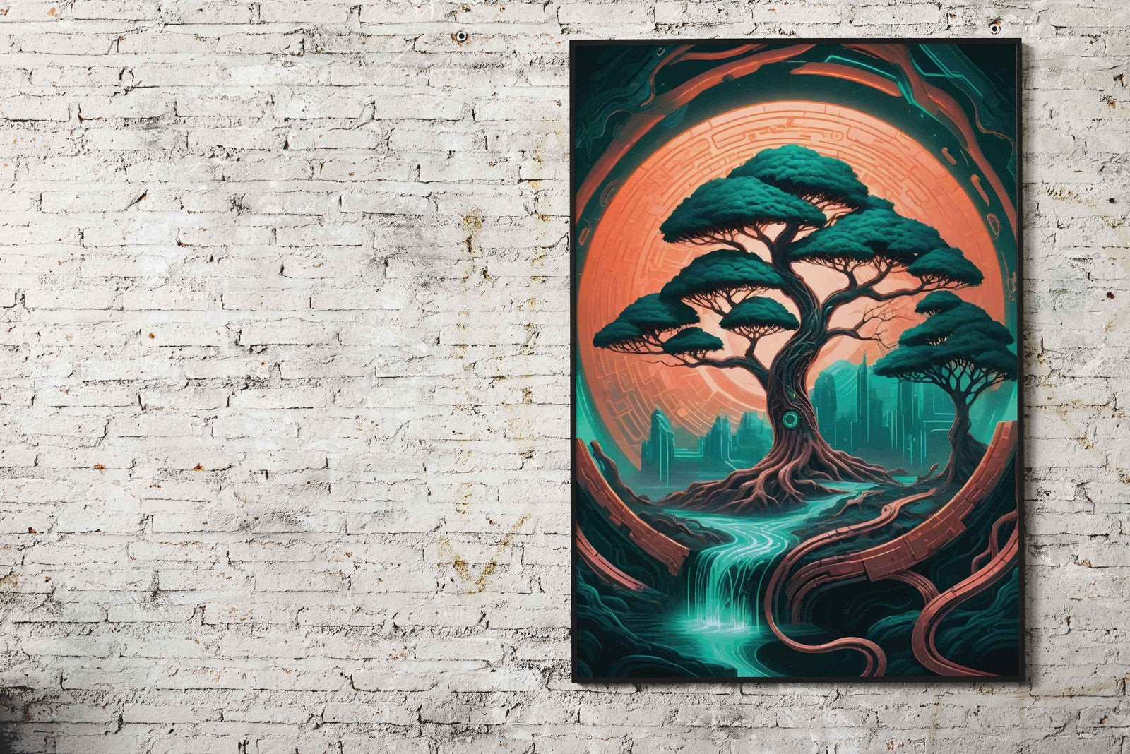 Green Bonsai tree Asian Style Poster | Wall Art for Home & Office | High-Quality Print - High-Quality Visual Display