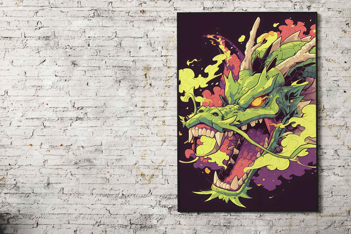 Green Dragon Illustration Asian Style Poster | Wall Art for Home & Office | High-Quality Print - High-Quality Visual Display