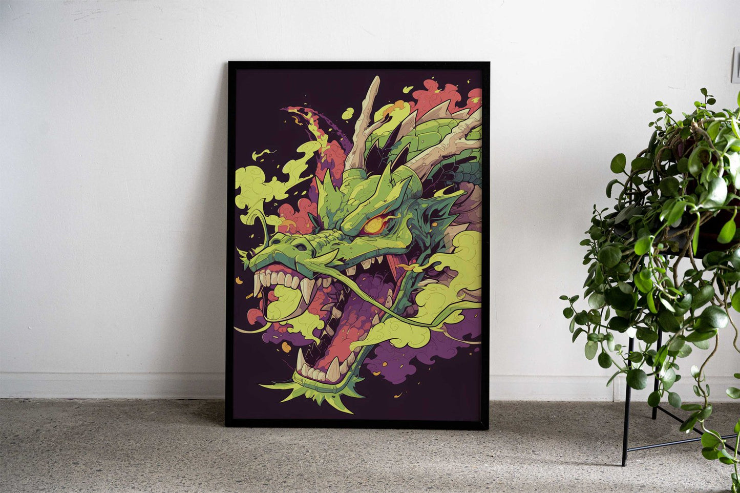 Green Dragon Illustration Asian Style Poster | Wall Art for Home & Office | High-Quality Print - High-Quality Visual Display