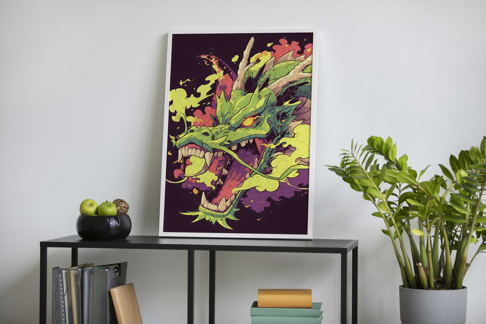 Green Dragon Illustration Asian Style Poster | Wall Art for Home & Office | High-Quality Print - High-Quality Visual Display