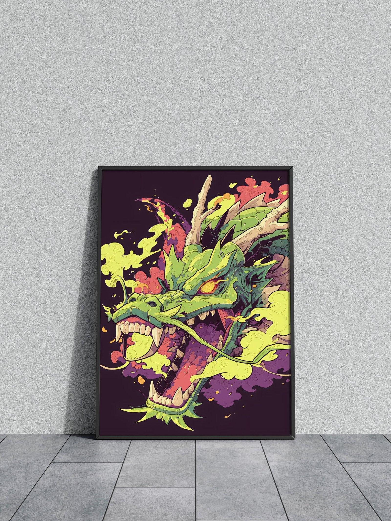 Green Dragon Illustration Asian Style Poster | Wall Art for Home & Office | High-Quality Print - High-Quality Visual Display