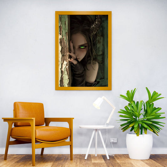 Green Flame Skull with Mask Asian Style Poster | Wall Art for Home & Office | High-Quality Print - High-Quality Visual Display