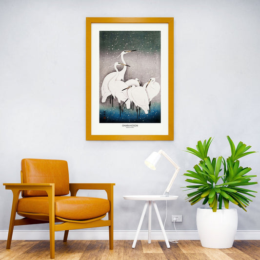 Group Of Egrets Asian Style Poster | Wall Art for Home & Office | High-Quality Print - High-Quality Visual Display