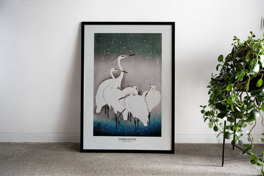 Group Of Egrets Asian Style Poster | Wall Art for Home & Office | High-Quality Print - High-Quality Visual Display
