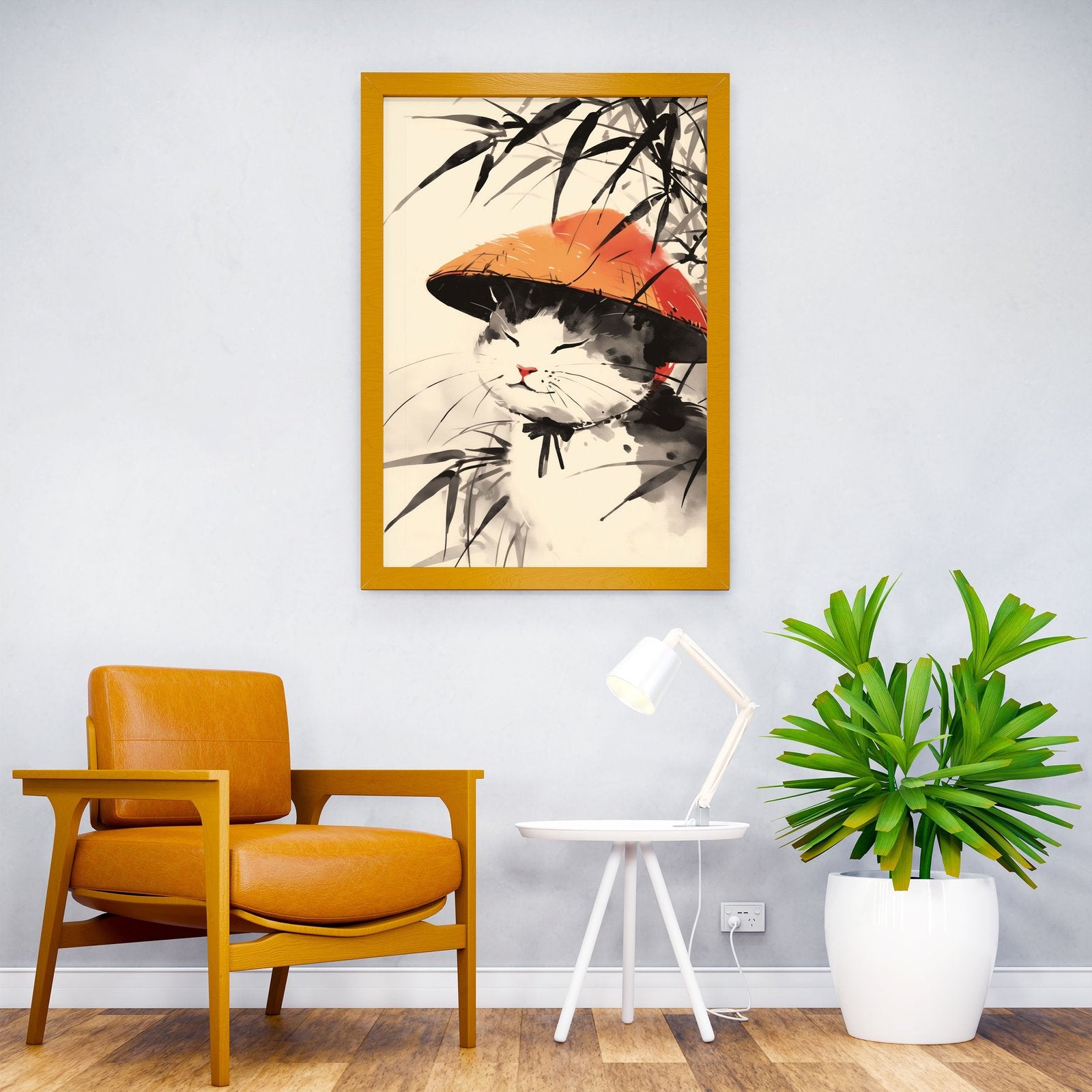 Happy Bamboo Japanese Cat Asian Style Poster | Wall Art for Home & Office | High-Quality Print - High-Quality Visual Display