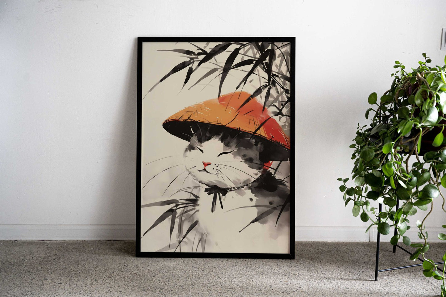 Happy Bamboo Japanese Cat Asian Style Poster | Wall Art for Home & Office | High-Quality Print - High-Quality Visual Display