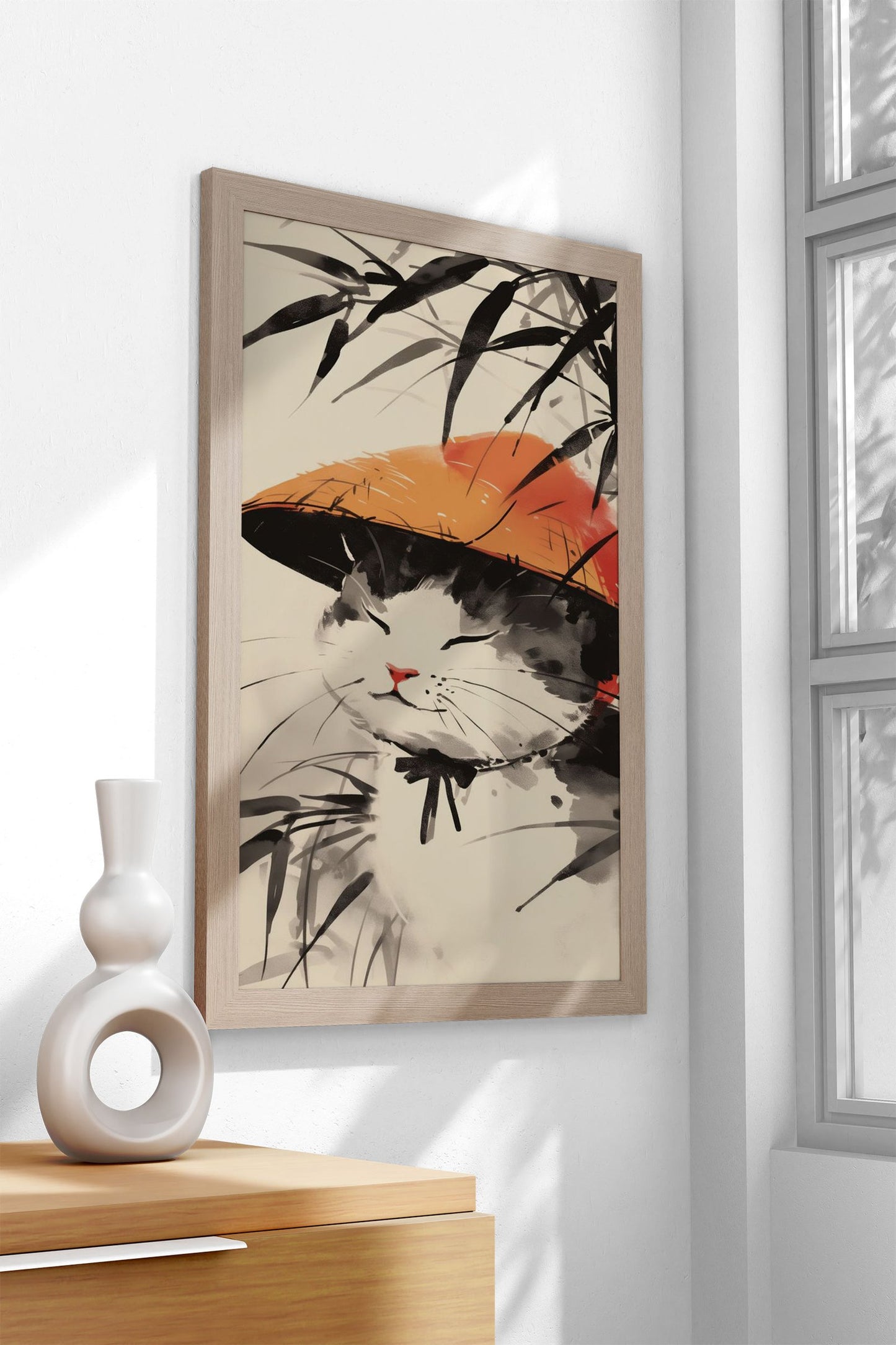 Happy Bamboo Japanese Cat Asian Style Poster | Wall Art for Home & Office | High-Quality Print - High-Quality Visual Display