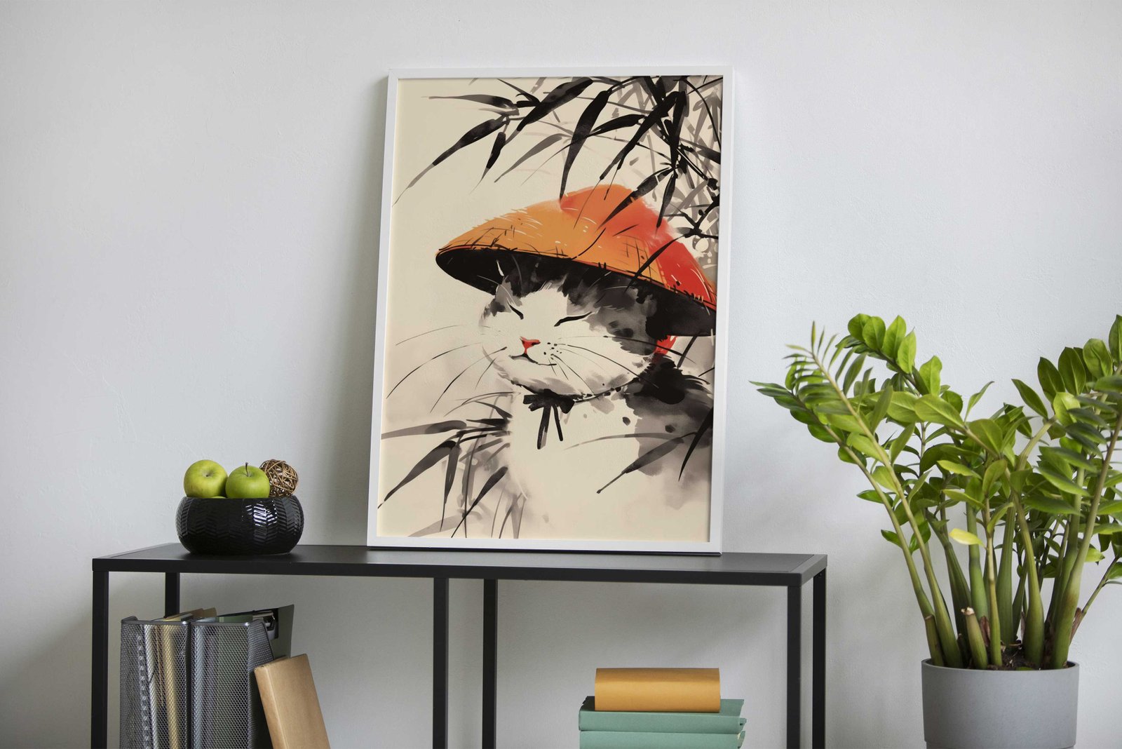 Happy Bamboo Japanese Cat Asian Style Poster | Wall Art for Home & Office | High-Quality Print - High-Quality Visual Display