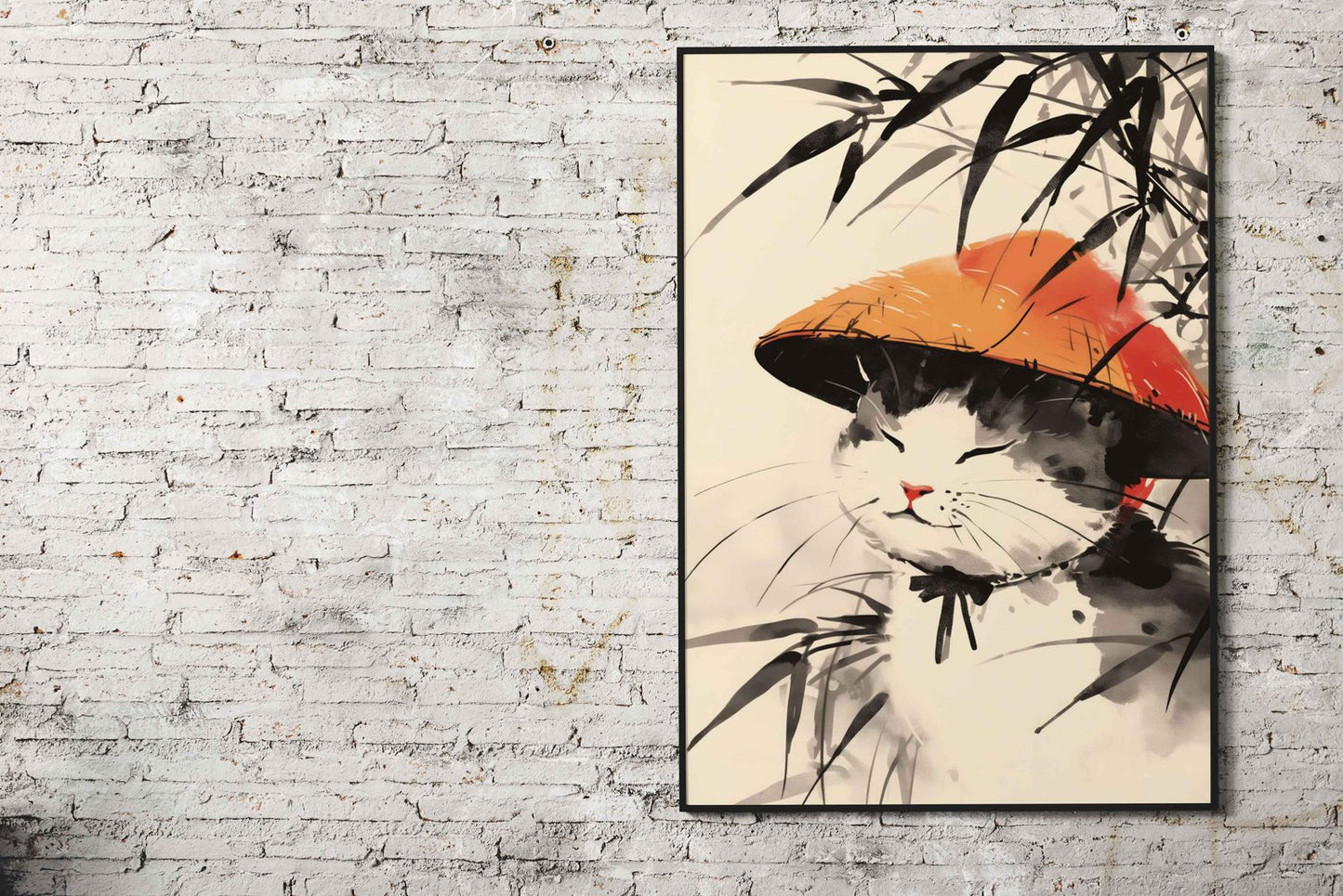 Happy Bamboo Japanese Cat Asian Style Poster | Wall Art for Home & Office | High-Quality Print - High-Quality Visual Display