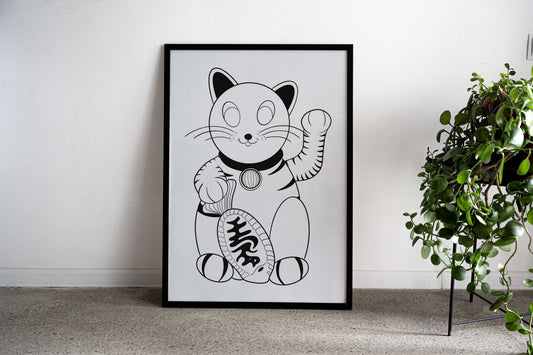 Happy lucky cat Asian Style Poster | Wall Art for Home & Office | High-Quality Print - High-Quality Visual Display