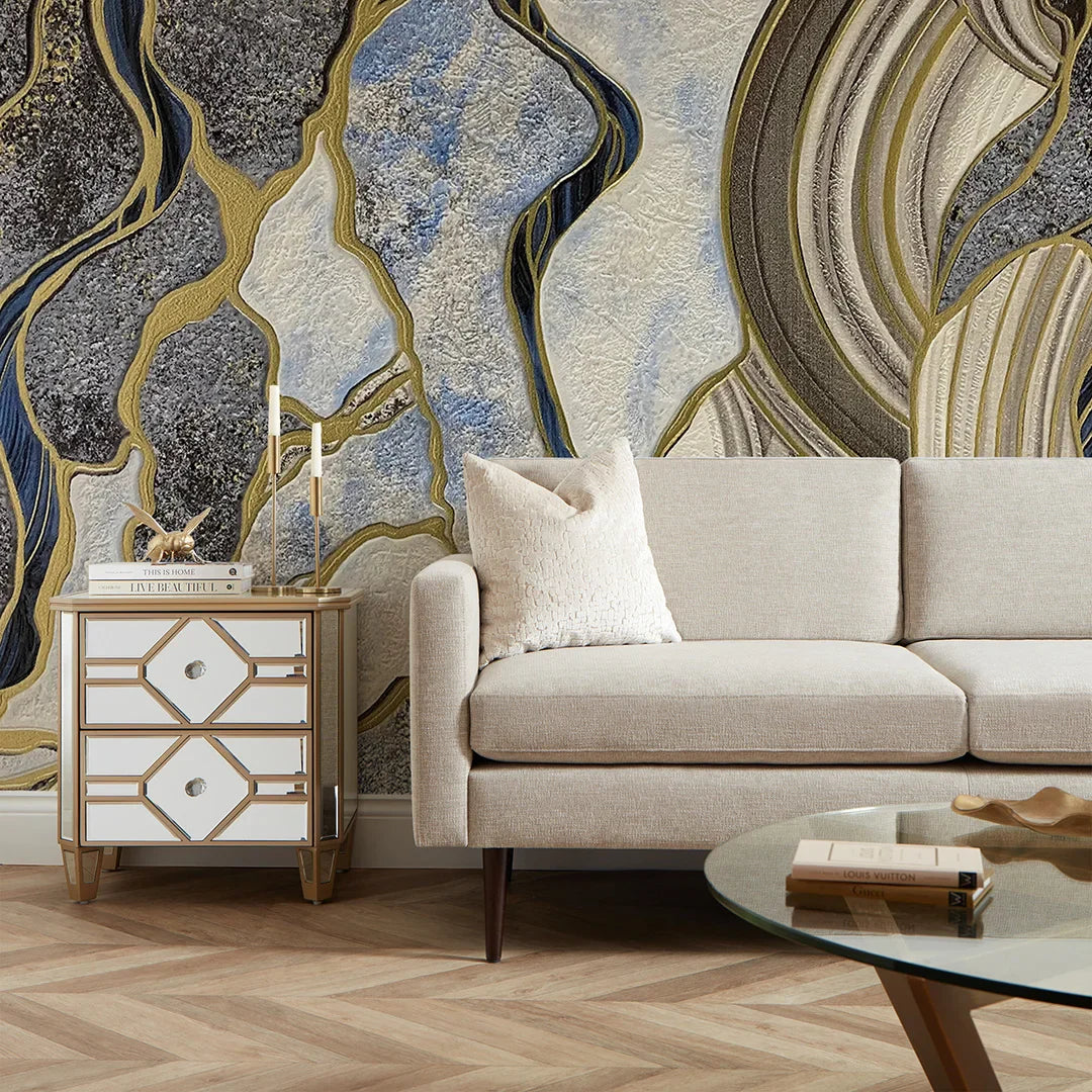 Navy and Gold Hercules Mural - High Quality Wallpaper by Wonderwallsboutique