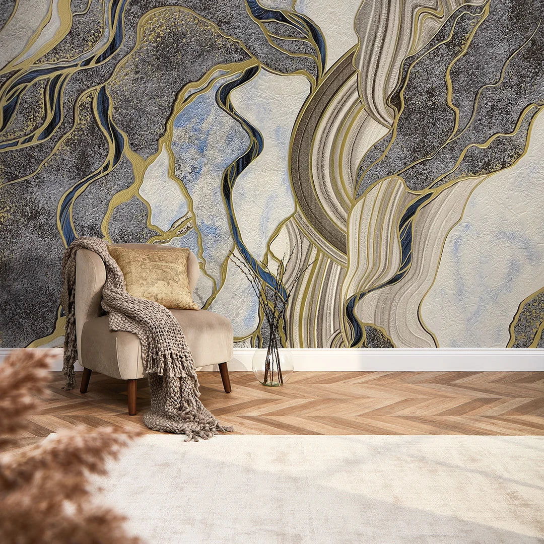Navy and Gold Hercules Mural - High Quality Wallpaper by Wonderwallsboutique