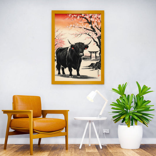 Highland Cow Japan Asian Style Poster | Wall Art for Home & Office | High-Quality Print - High-Quality Visual Display