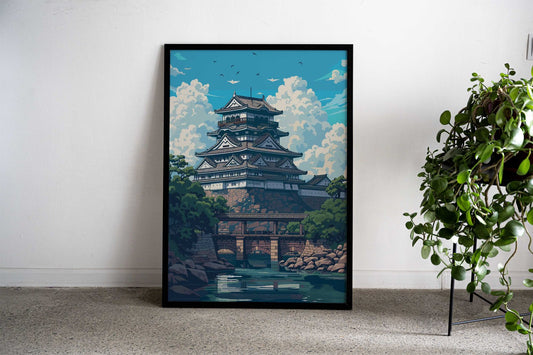 Himeji Castle Pixel Art Asian Style Poster | Wall Art for Home & Office | High-Quality Print - High-Quality Visual Display