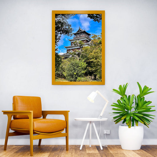 Hiroshima Castle Through Trees Asian Style Poster | Wall Art for Home & Office | High-Quality Print - High-Quality Visual Display