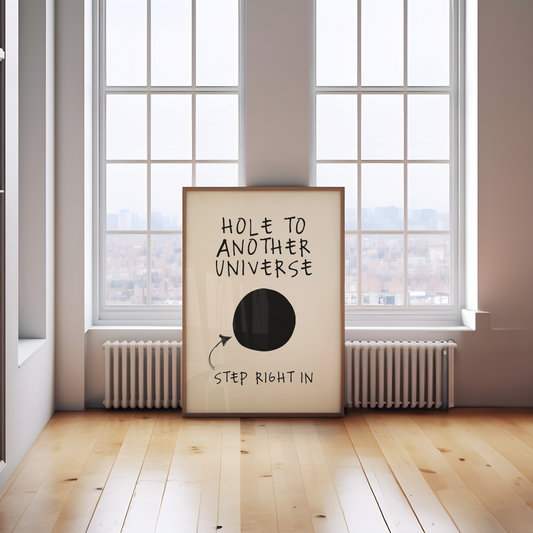 Hole To Another Universe | Black and Cream | Art Print - High-Quality Premium Wall Art Decor Sticker