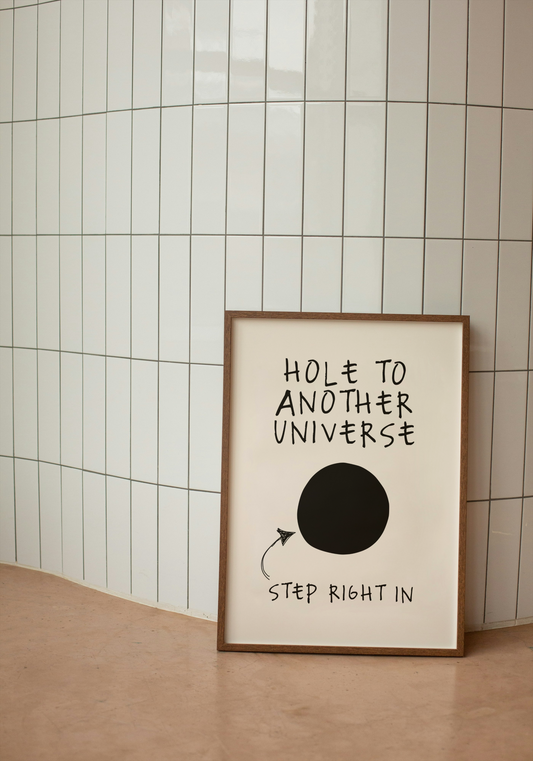 Hole To Another Universe | Black and Cream | Art Print - High-Quality Premium Wall Art Decor Sticker