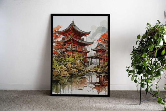 House in Japan Asian Style Poster | Wall Art for Home & Office | High-Quality Print - High-Quality Visual Display
