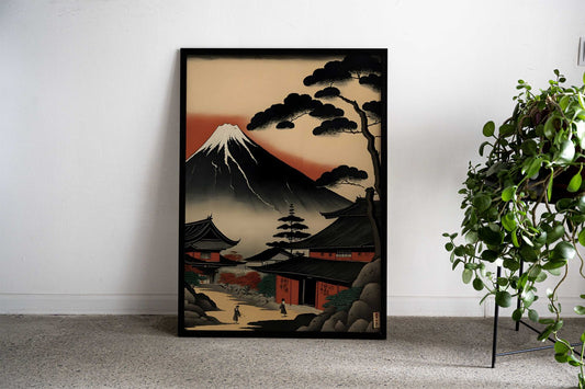 House with a mountain Asian Style Poster | Wall Art for Home & Office | High-Quality Print - High-Quality Visual Display