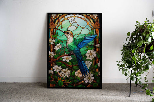 Hummingbird Kintsugi Art Asian Style Poster | Wall Art for Home & Office | High-Quality Print - High-Quality Visual Display