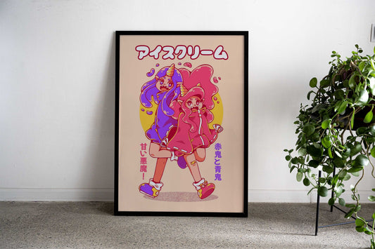 ICE CREAM ONI Asian Style Poster | Wall Art for Home & Office | High-Quality Print - High-Quality Visual Display