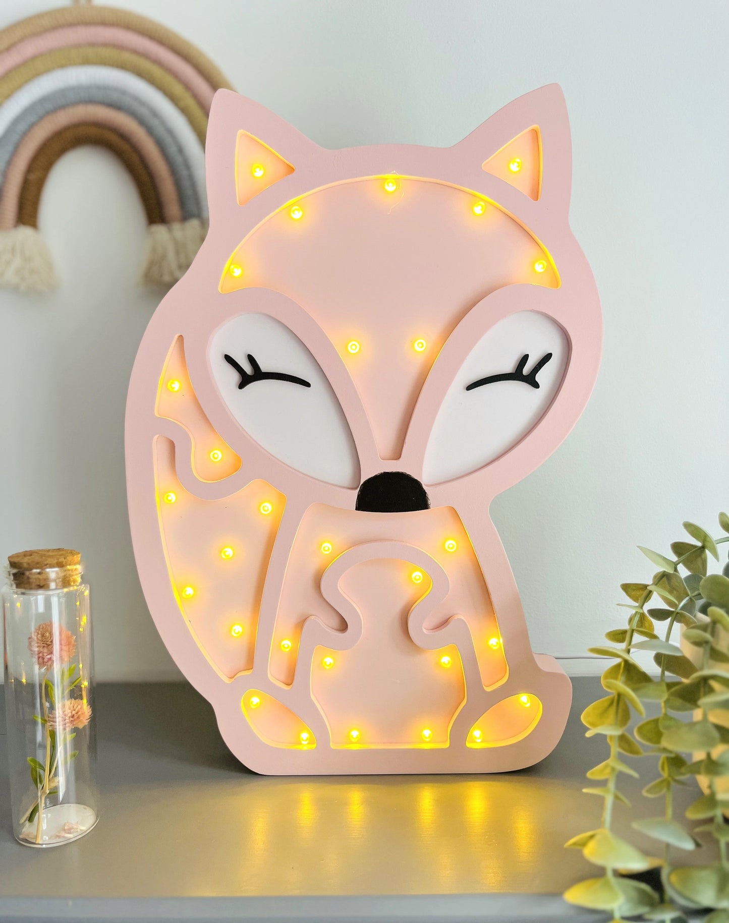 Pink Fox Light - Unique Wall Decal by Wonderwallsboutique