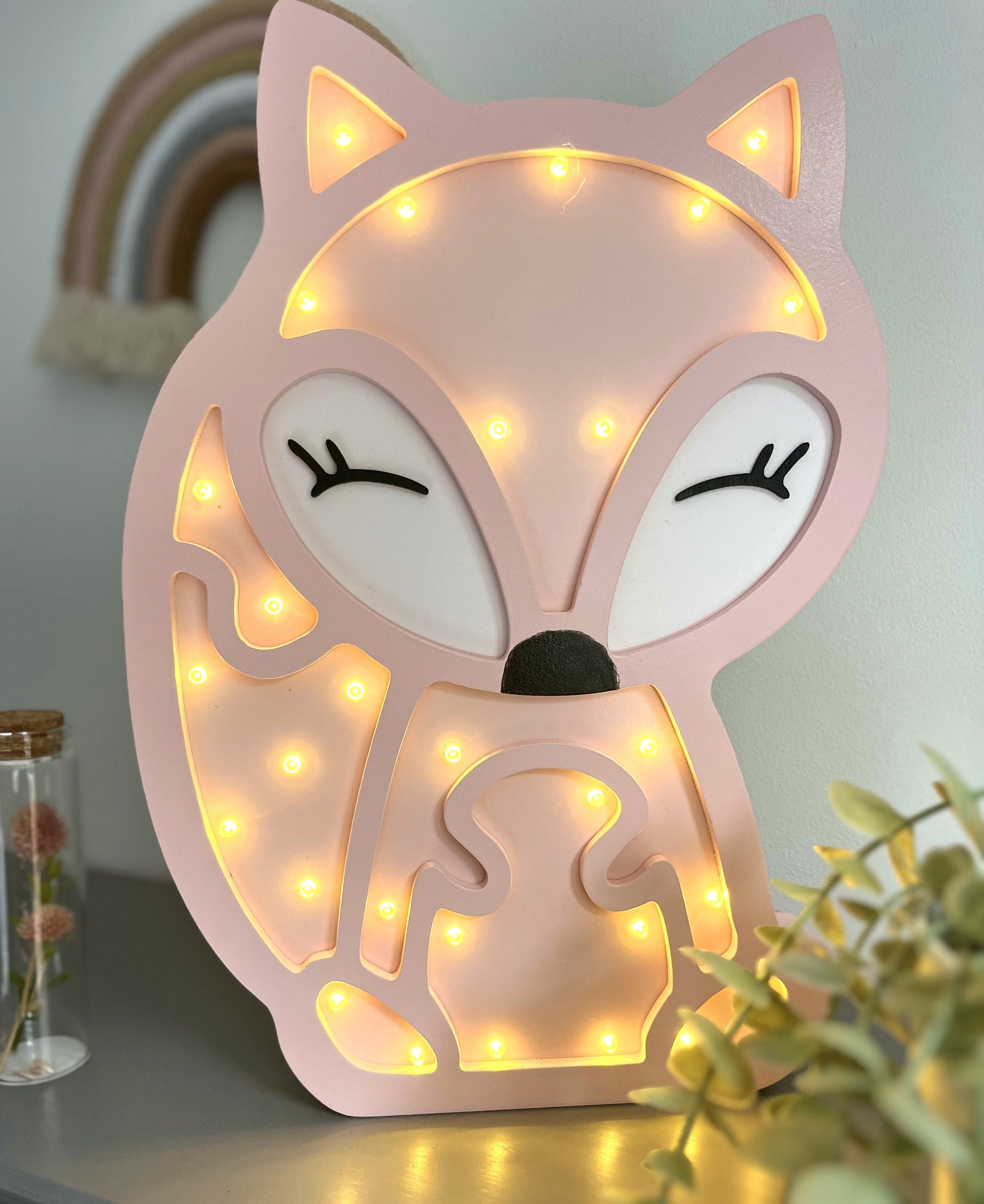 Pink Fox Light - Unique Wall Decal by Wonderwallsboutique