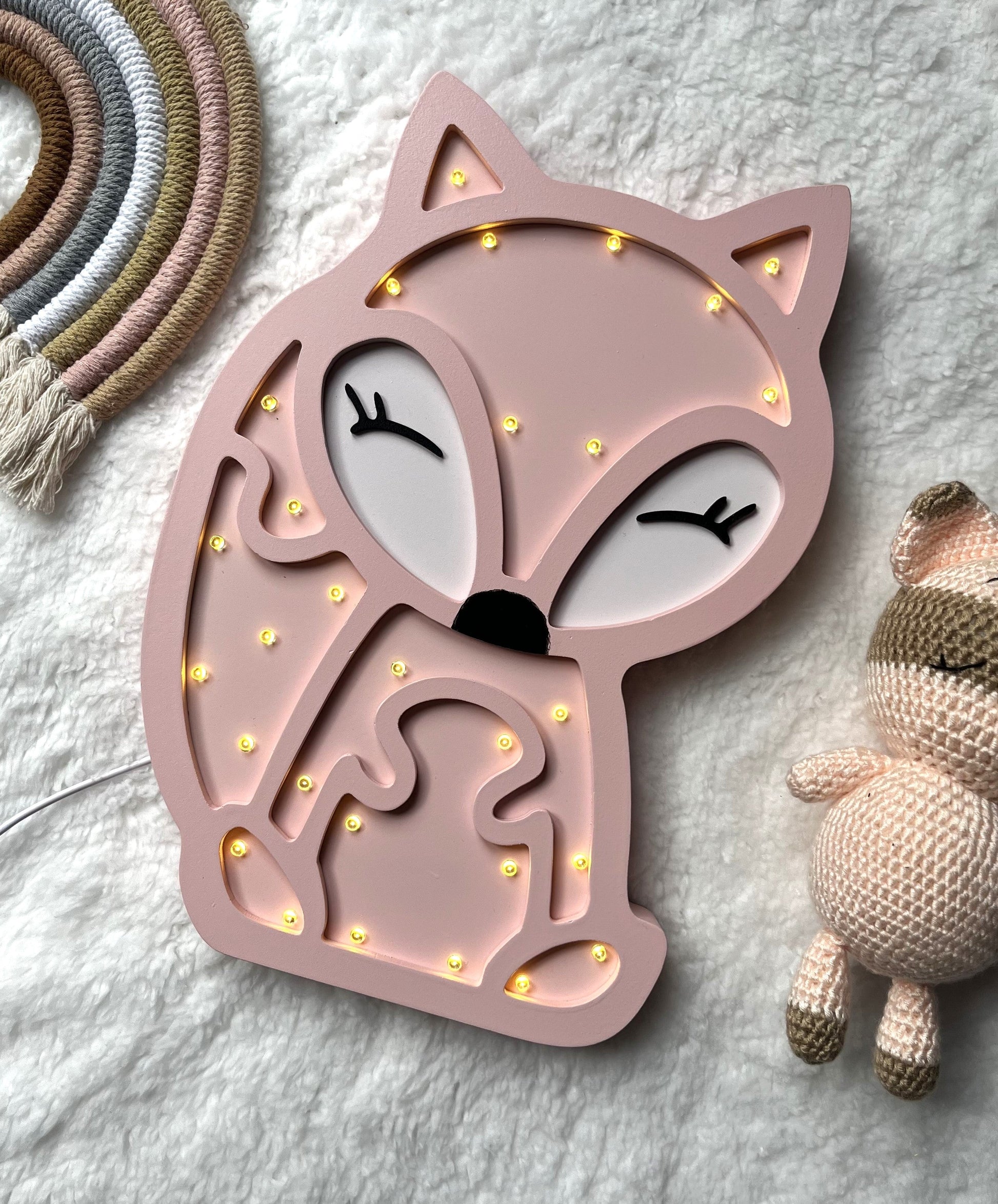Pink Fox Light - Unique Wall Decal by Wonderwallsboutique