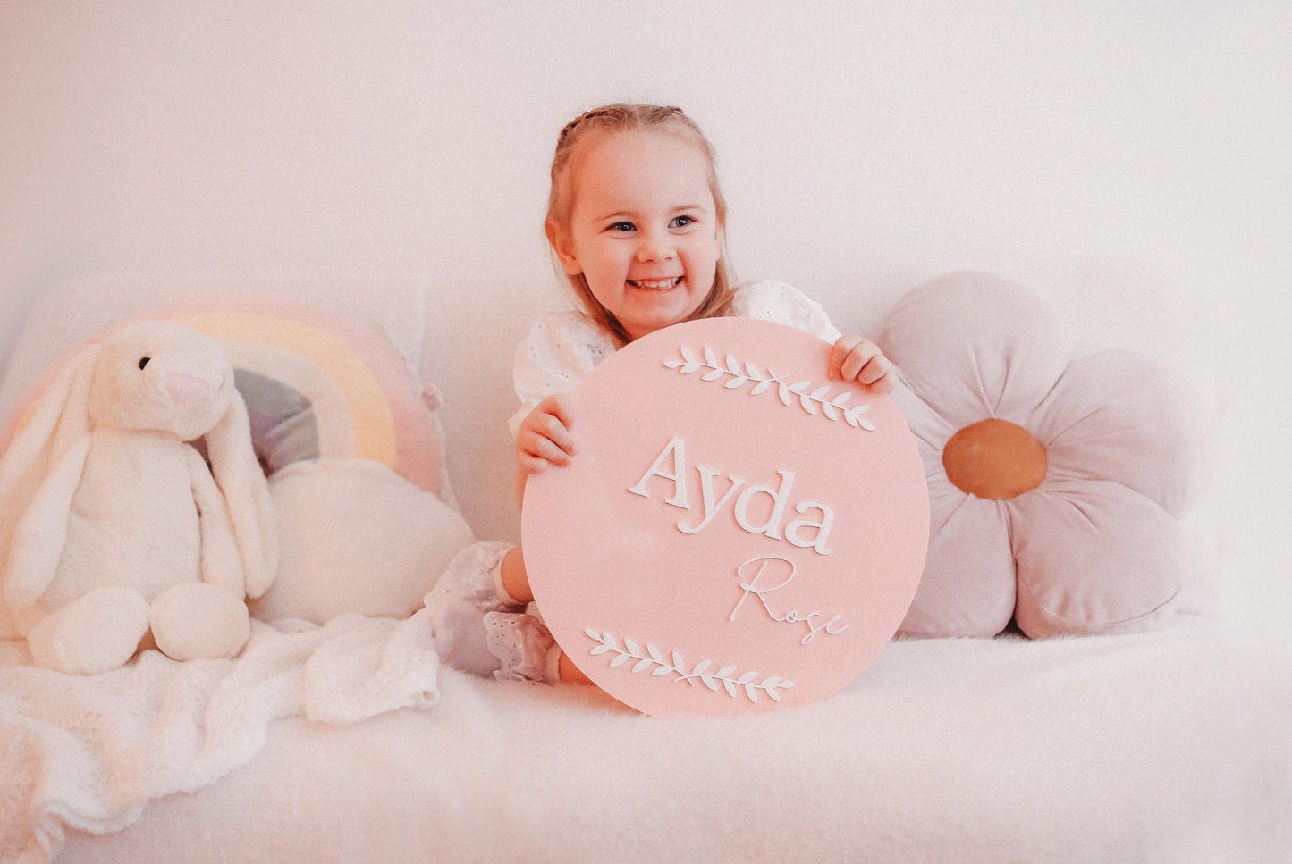 Personalised girls wall and door sign - pink