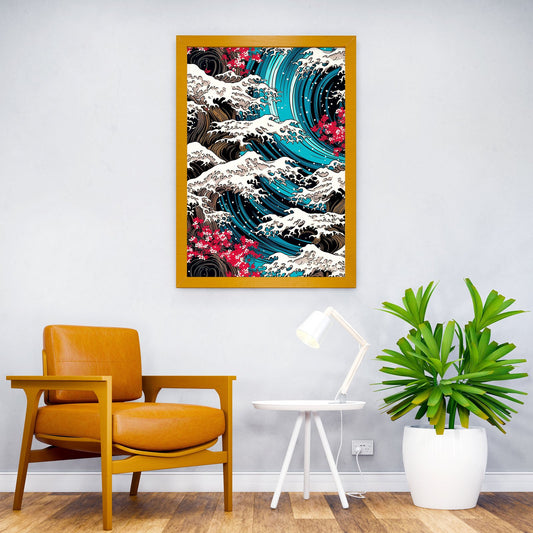 Iconic Tsunami Swirls Asian Style Poster | Wall Art for Home & Office | High-Quality Print - High-Quality Visual Display