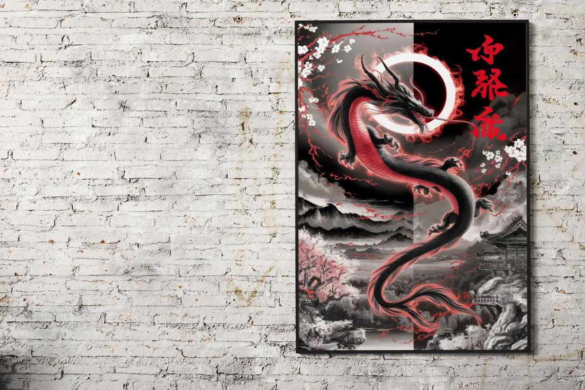 Inferno Dragon Ascends Asian Style Poster | Wall Art for Home & Office | High-Quality Print - High-Quality Visual Display