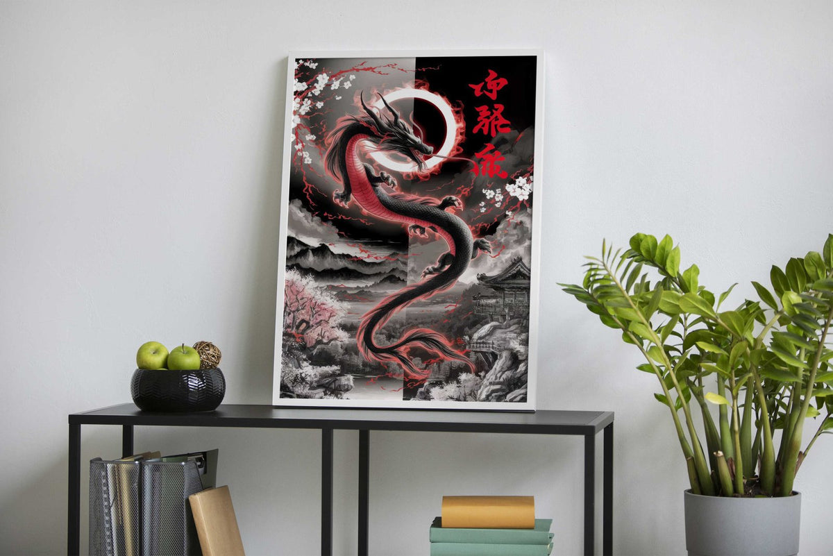 Inferno Dragon Ascends Asian Style Poster | Wall Art for Home & Office | High-Quality Print - High-Quality Visual Display