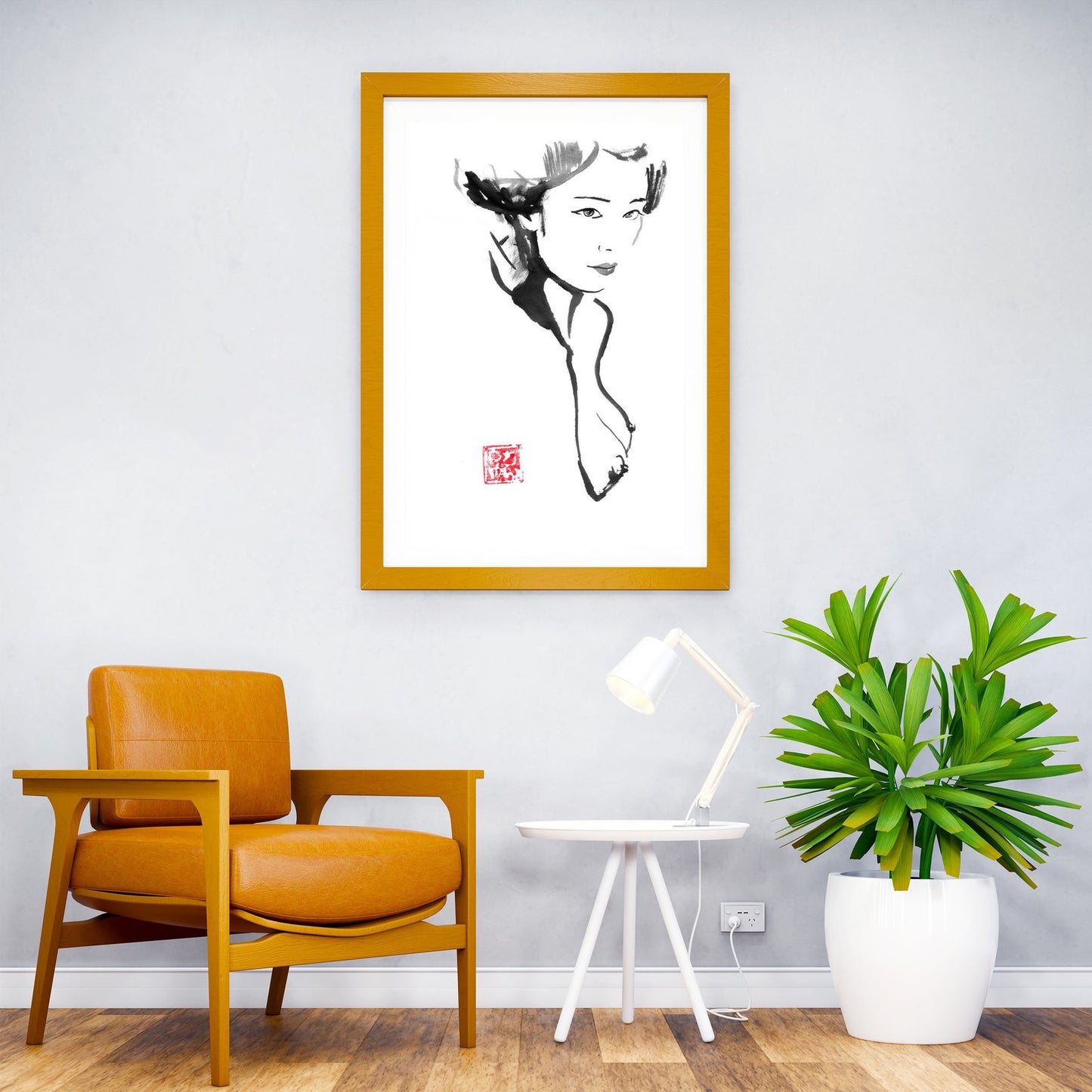 Ink Portrait of a Woman Asian Style Poster | Wall Art for Home & Office | High-Quality Print - High-Quality Visual Display