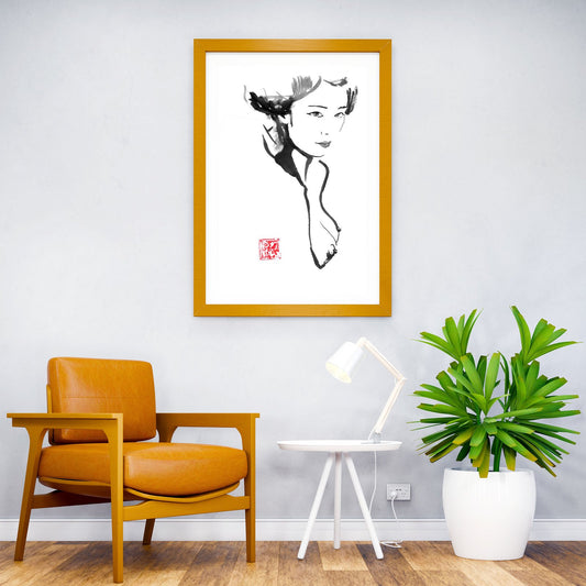 Ink Portrait of a Woman Asian Style Poster | Wall Art for Home & Office | High-Quality Print - High-Quality Visual Display