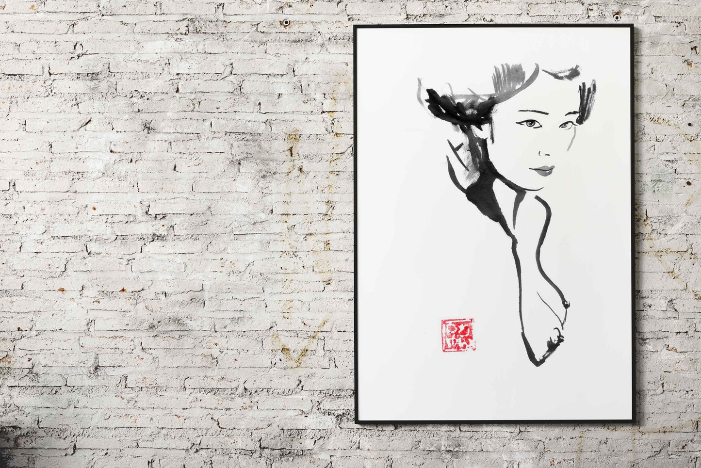 Ink Portrait of a Woman Asian Style Poster | Wall Art for Home & Office | High-Quality Print - High-Quality Visual Display
