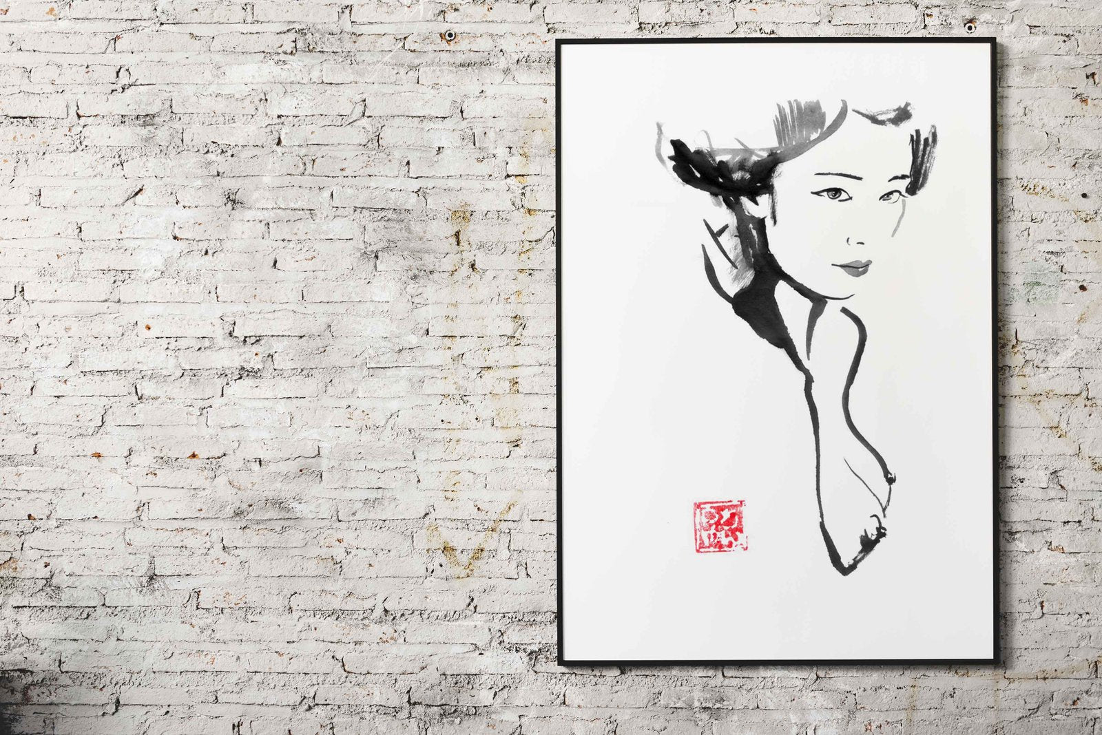 Ink Portrait of a Woman Asian Style Poster | Wall Art for Home & Office | High-Quality Print - High-Quality Visual Display