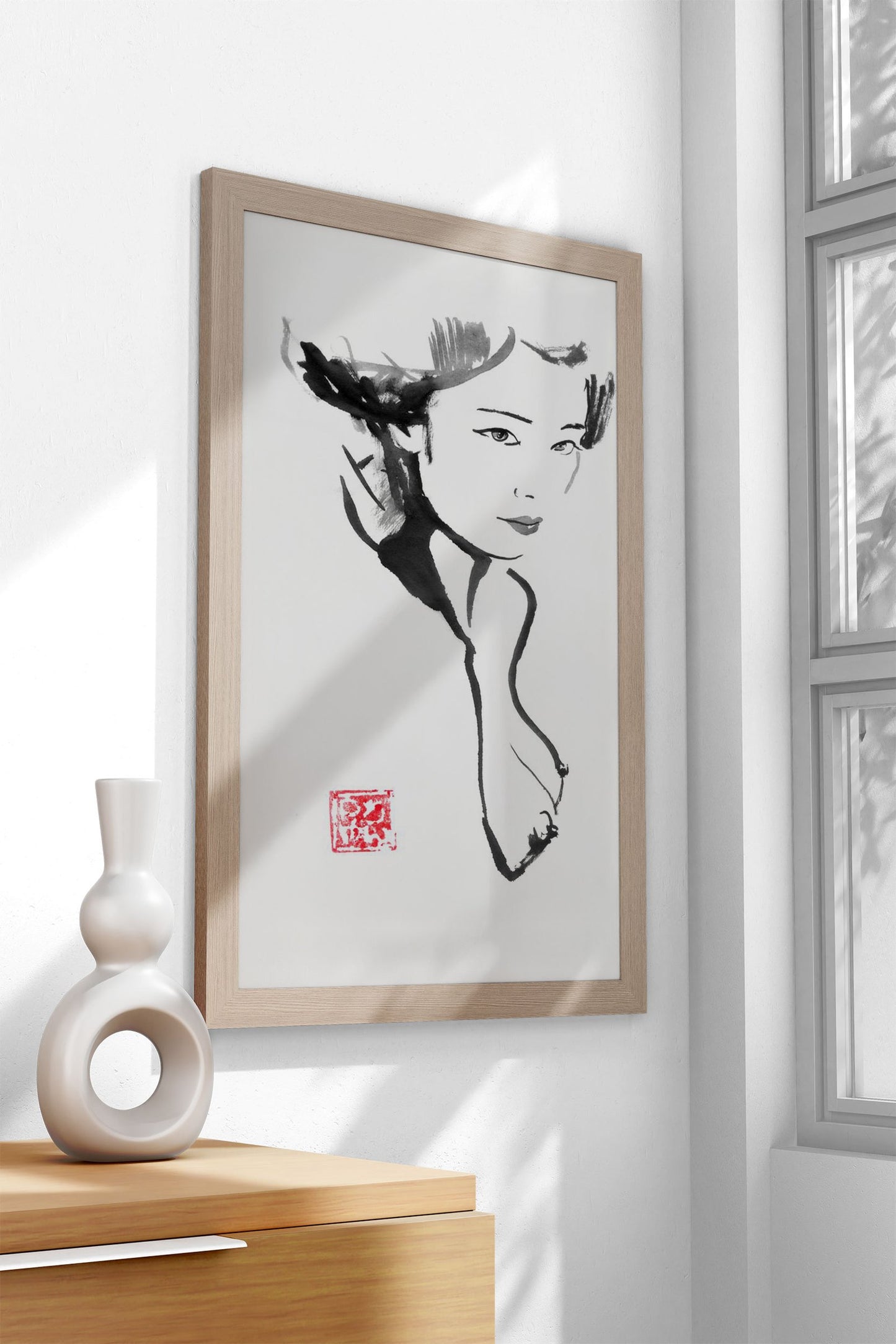 Ink Portrait of a Woman Asian Style Poster | Wall Art for Home & Office | High-Quality Print - High-Quality Visual Display