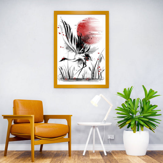Ink crane Asian Style Poster | Wall Art for Home & Office | High-Quality Print - High-Quality Visual Display