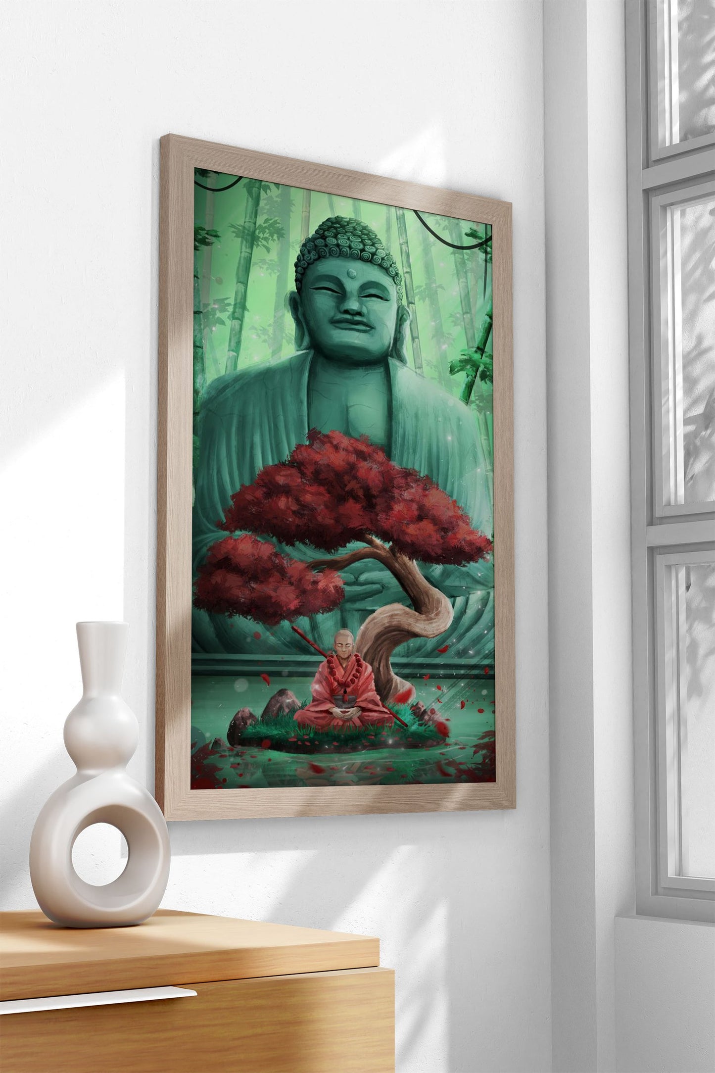 Inner Peace - Buddha and Monk Meditation Asian Style Poster | Wall Art for Home & Office | High-Quality Print