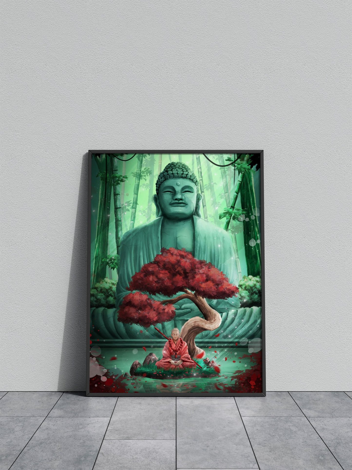 Inner Peace - Buddha and Monk Meditation Asian Style Poster | Wall Art for Home & Office | High-Quality Print